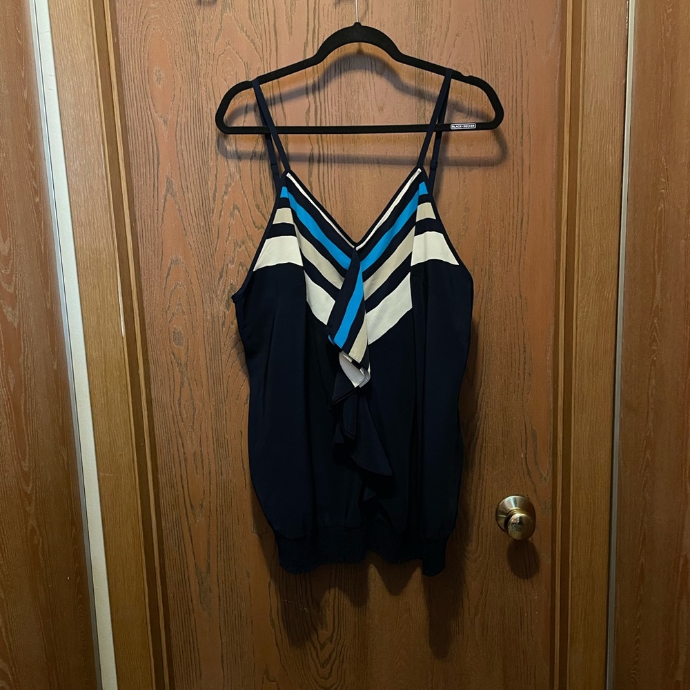 NWT Lane Bryant Sz 22/24 Navy Blue Stripe Tank Top